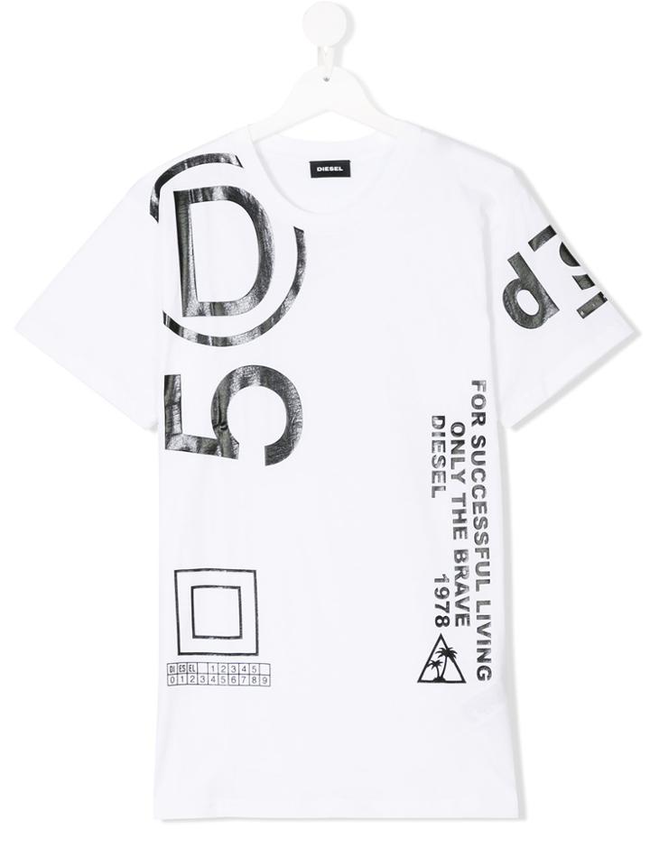 Diesel Kids All Over Print T-shirt - White
