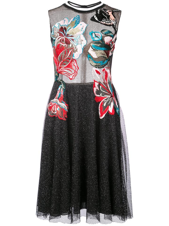 Patbo Hand-embroidered Mesh Dress - Black