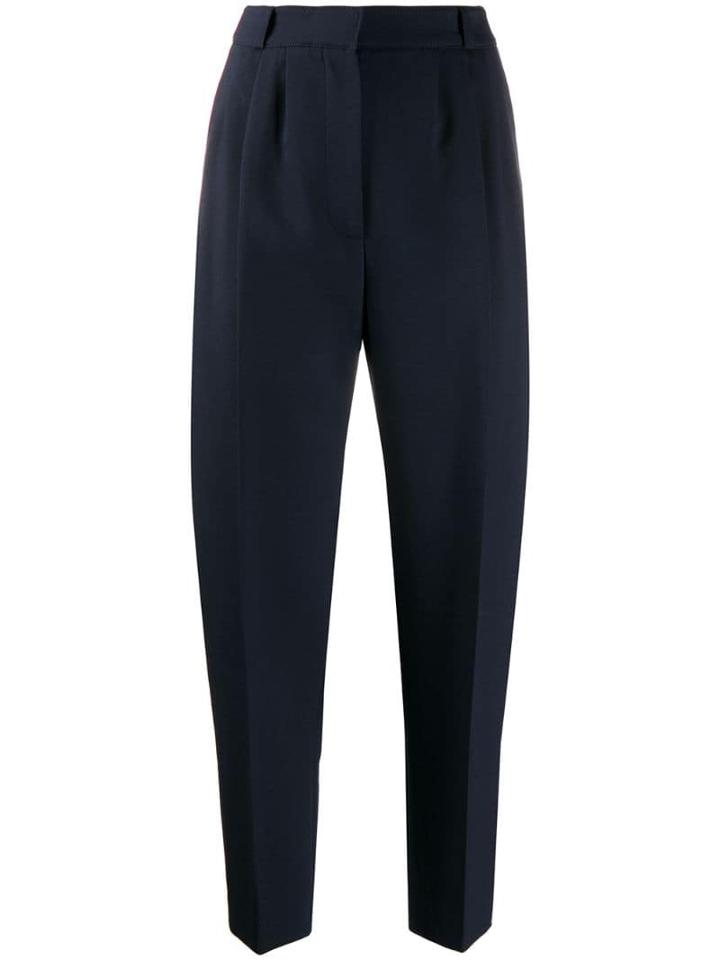 Alexander Mcqueen Pleat Detailed Cropped Trousers - Blue