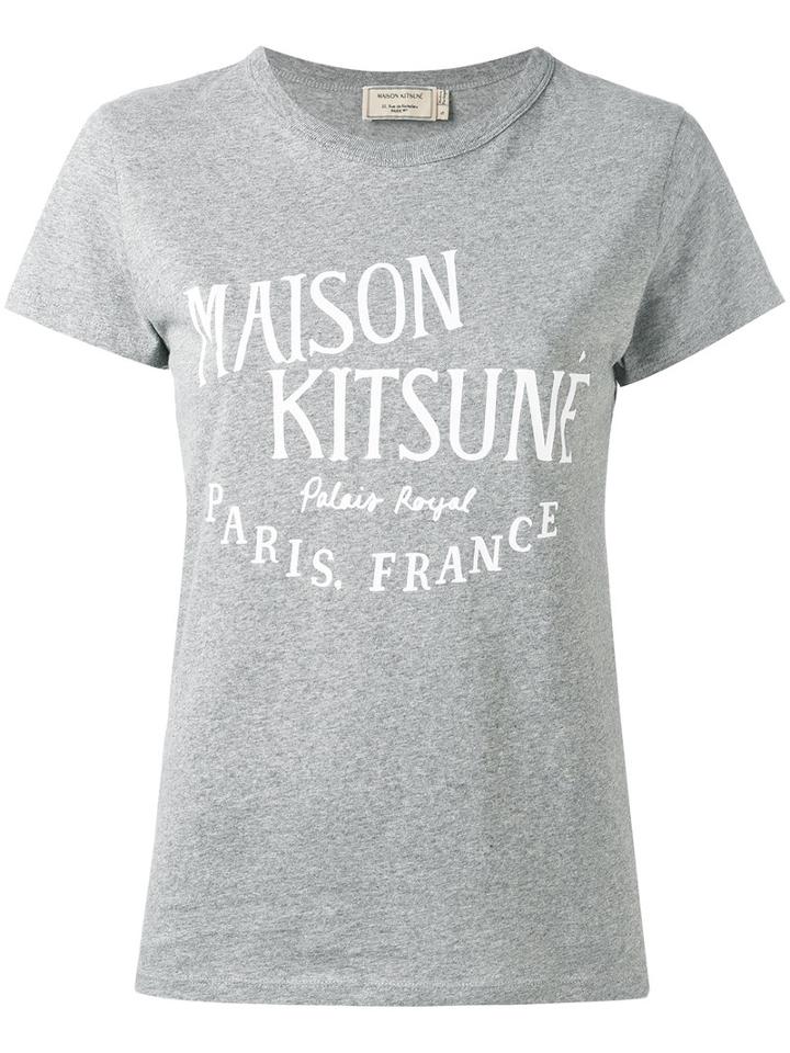 Maison Kitsuné - Logo Print T-shirt - Women - Cotton - S, Grey, Cotton