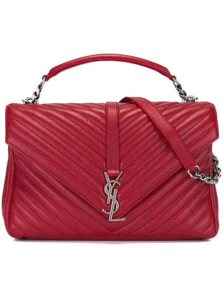 Saint Laurent Large 'collège Monogram' Satchel, Women's, Red