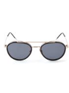 Thom Browne Round Frame Sunglasses, Adult Unisex, Black, Titanium/14kt Gold/rubber