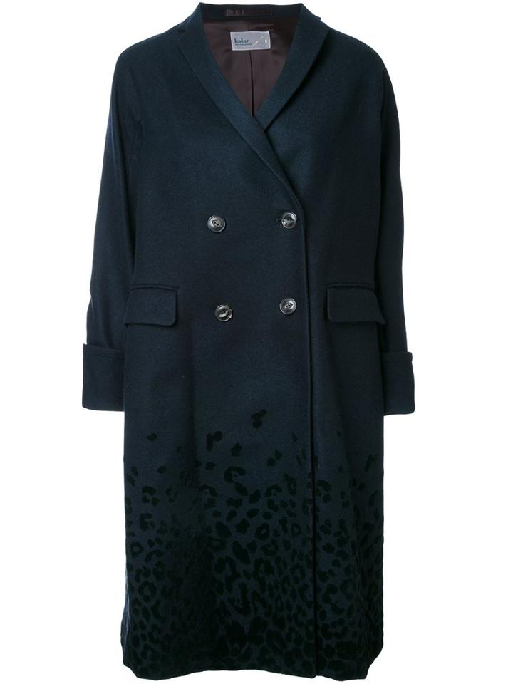Kolor Double Breasted Coat, Women's, Size: 1, Blue, Nylon/wool