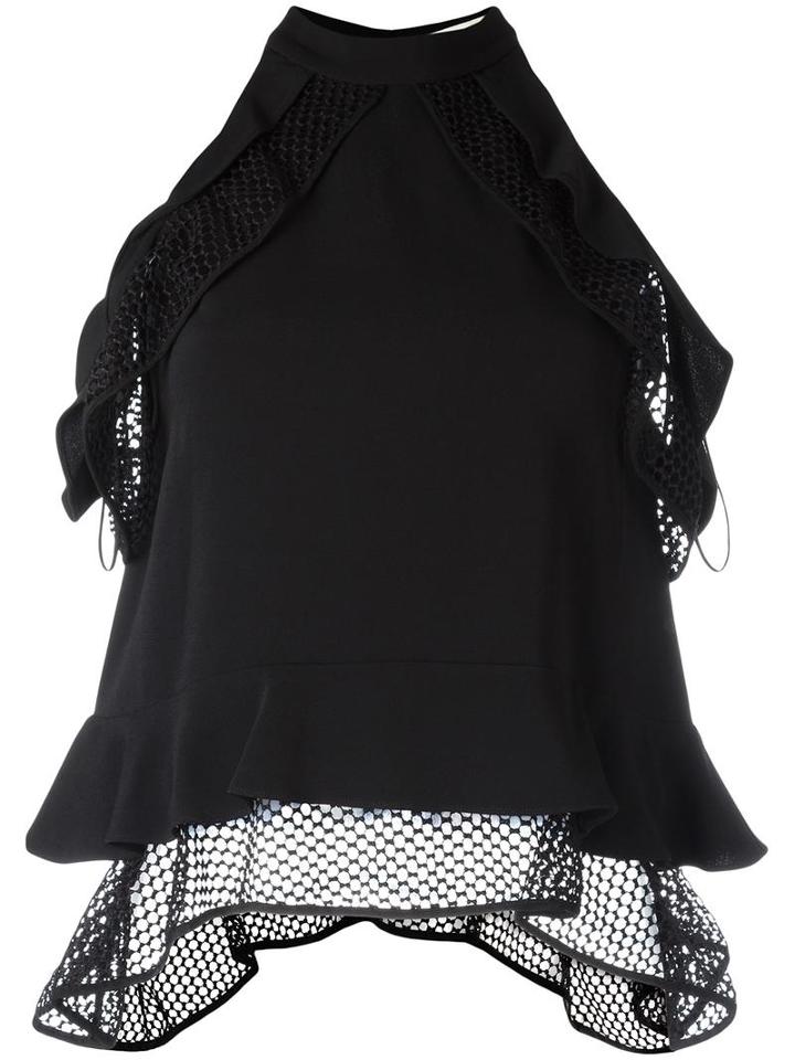 Jonathan Simkhai Ruffled Sleeveless Blouse, Women's, Size: Medium, Black, Acetate/viscose/spandex/elastane/polyester