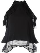 Jonathan Simkhai Ruffled Sleeveless Blouse, Women's, Size: Medium, Black, Acetate/viscose/spandex/elastane/polyester