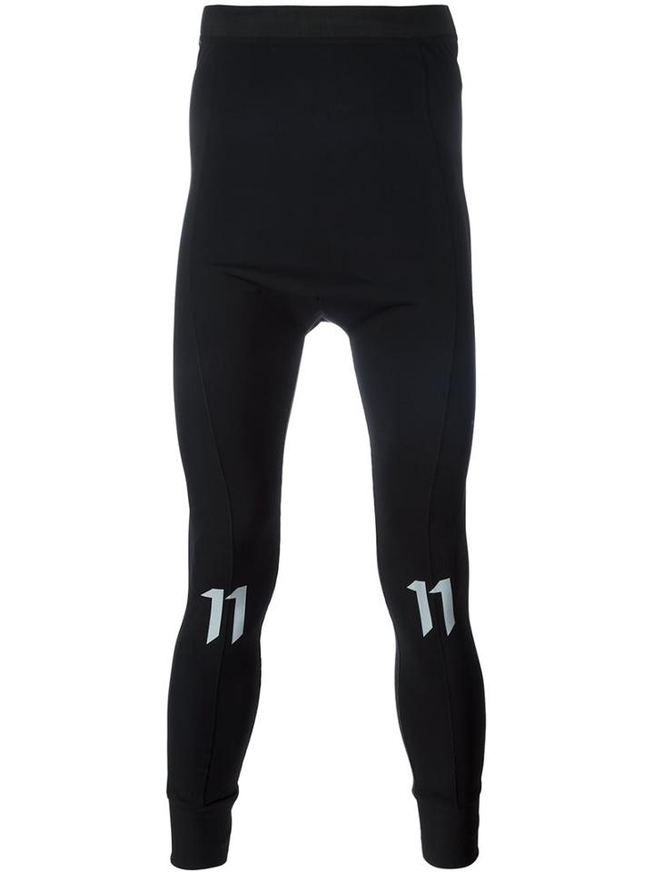 11 By Boris Bidjan Saberi Logo Print Leggings, Men's, Size: Large, Black, Spandex/elastane/polyamide