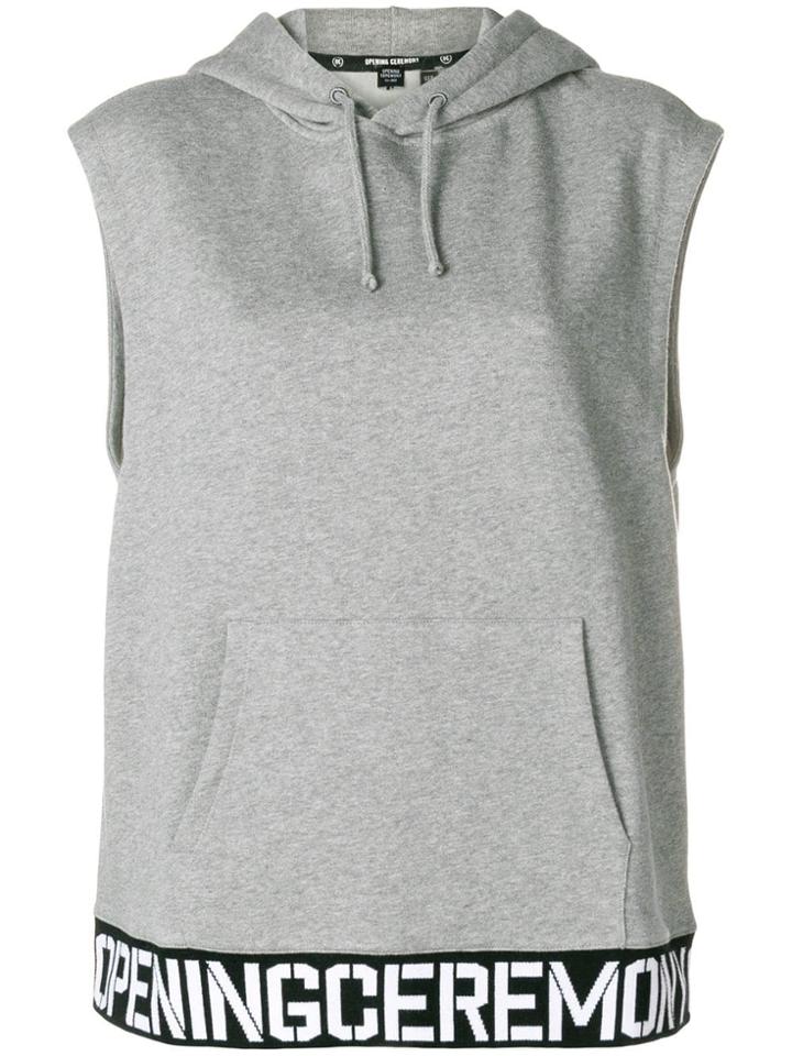Opening Ceremony Sleeveless Logo Hem Hoodie - Grey