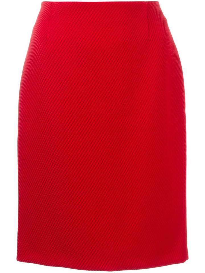 Lanvin Ribbed Pencil Skirt, Women's, Size: 36, Red, Cotton/acetate/polyamide