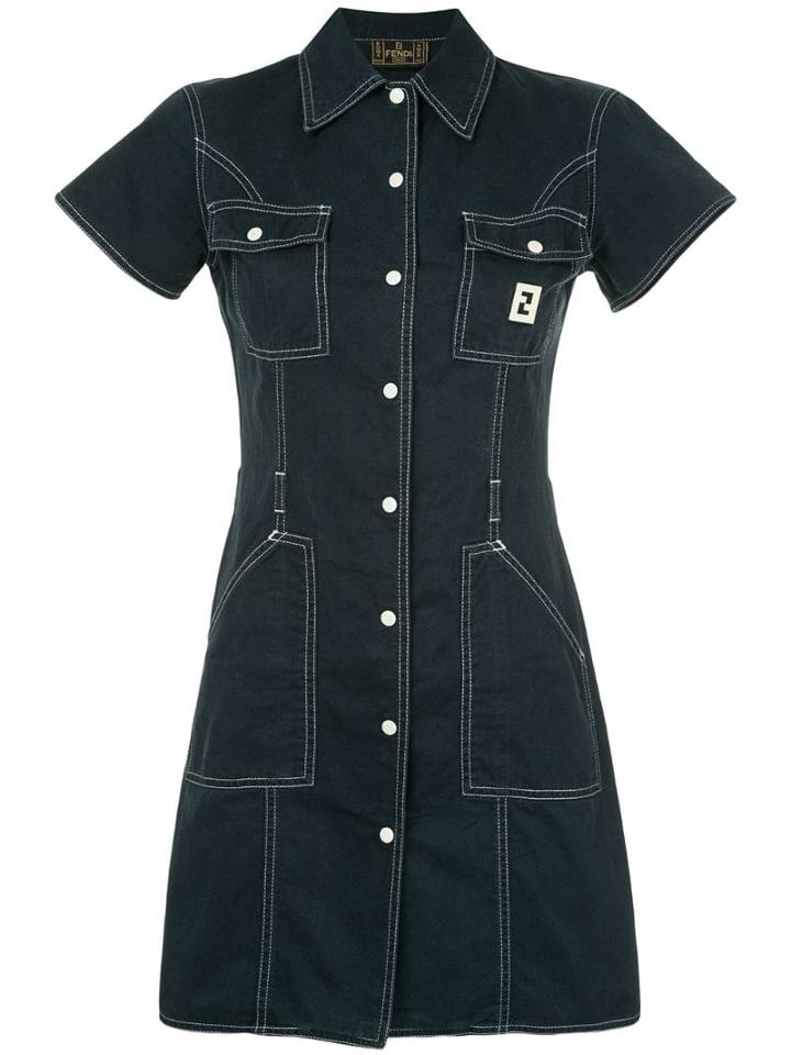 Fendi Pre-owned Short Sleeve One-piece Dress - Blue