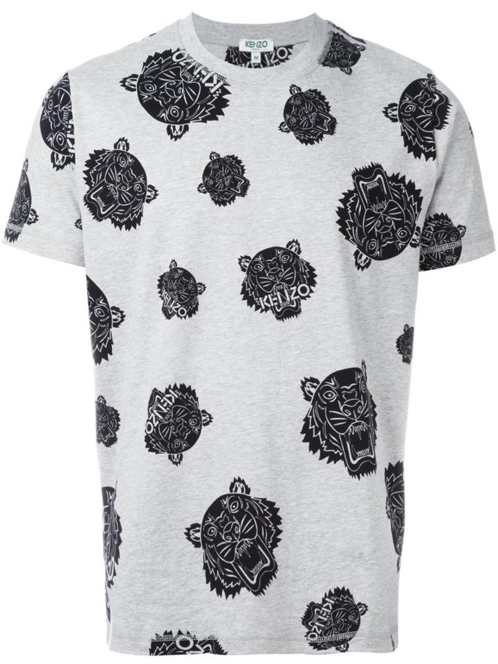 Kenzo Tiger Print T-shirt, Men's, Size: Xl, Grey, Cotton