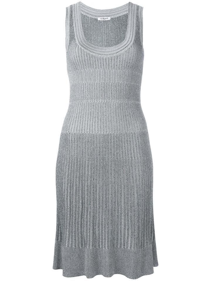 Cacharel Ribbed Knit Dress, Women's, Size: Xs, Grey, Viscose/polyester