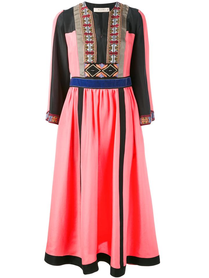 Etro - Embroidered Boho Dress - Women - Silk/cotton/nylon/glass - 42, Pink/purple, Silk/cotton/nylon/glass