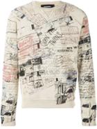 Dsquared2 All-over Sketch Sweatshirt, Men's, Size: Xl, Nude/neutrals, Cotton