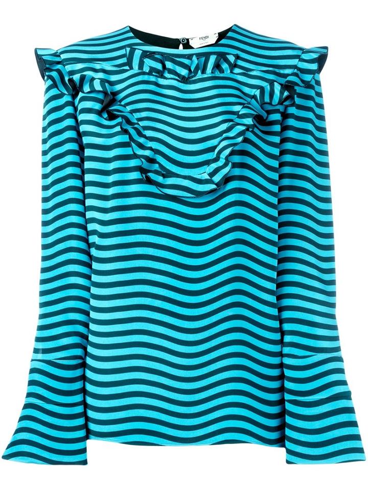 Fendi Ruffled Striped Blouse