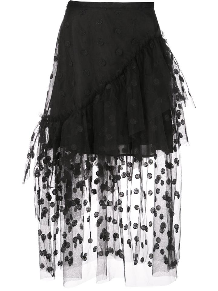 Jill Stuart Layered Polka Dot Skirt - Black