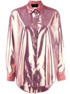 Michel Klein - High-shine Shirt - Women - Lurex/polyamide - 42, Pink/purple, Lurex/polyamide