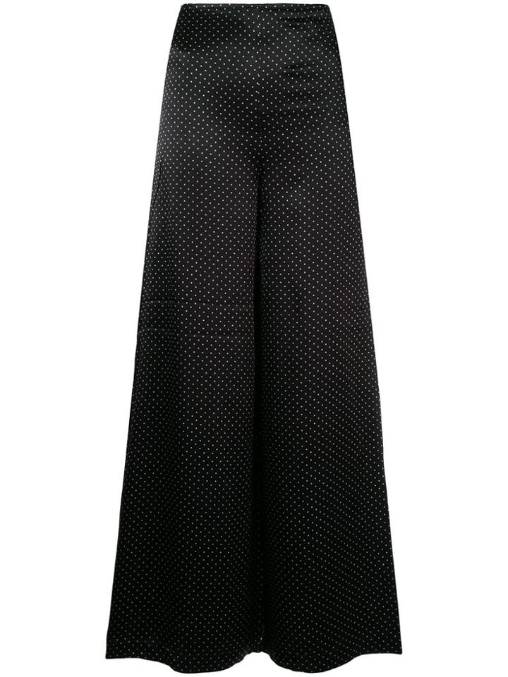 Ganni Micro Dot Wide Leg Trousers - Black