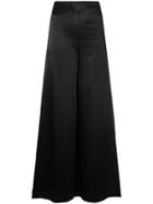 Ganni Micro Dot Wide Leg Trousers - Black