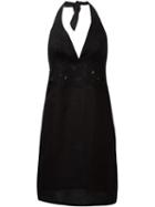 Ermanno Scervino Cut Out Detail Dress, Women's, Size: 44, Black, Linen/flax