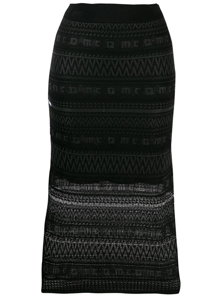 Mcq Alexander Mcqueen Patterned Knit Pencil Skirt - Black