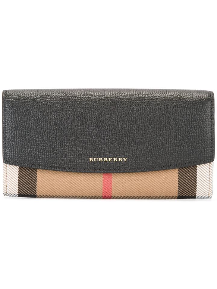 Burberry Check Detail Wallet - Black