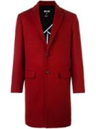 Msgm Single Breasted Coat, Men's, Size: 48, Red, Polyester/acetate/virgin Wool