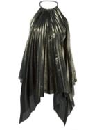 Ssheena Pleated Halterneck Top, Women's, Size: Medium, Green, Polyester/nylon/acetate