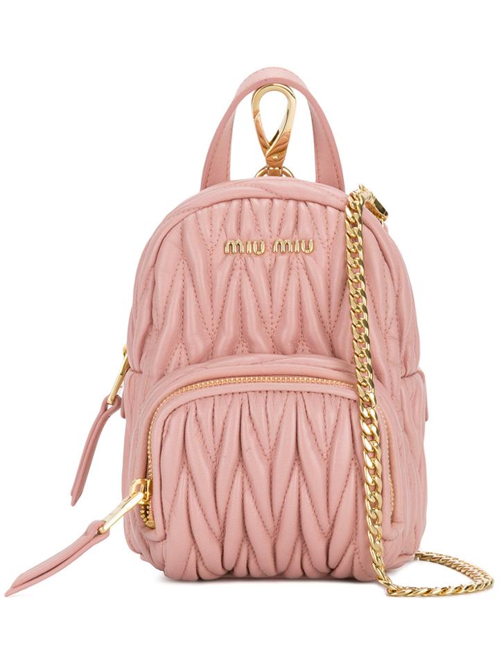 Miu Miu Pleated Micro Backpack - Pink & Purple