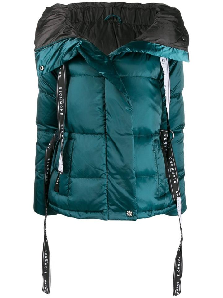 John Richmond Hooded Padded Jacket - Blue