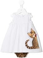 Dolce & Gabbana Kids - Cat Patch Dress - Kids - Cotton - 3-6 Mth, Black
