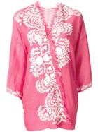 P.a.r.o.s.h. Contrast Embroidered Kimono Jacket - Pink & Purple