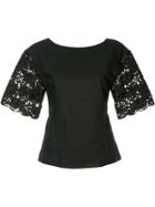 Ballsey Lace Sleeve T-shirt - Black