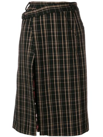 Snow Xue Gao Contrasting Panels Skirt - Black