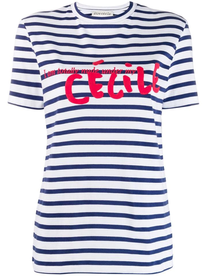 Être Cécile Striped Logo T-shirt - Blue