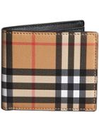 Burberry Vintage Check And Leather International Bifold Coin Wallet -