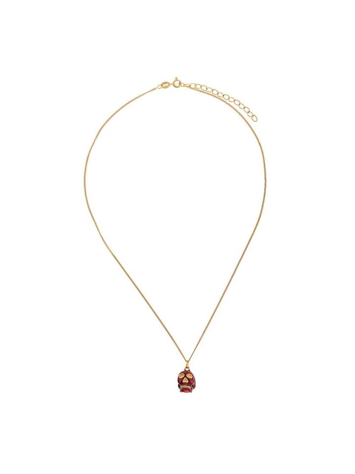 True Rocks Red Skull Pendant Necklace - Gold