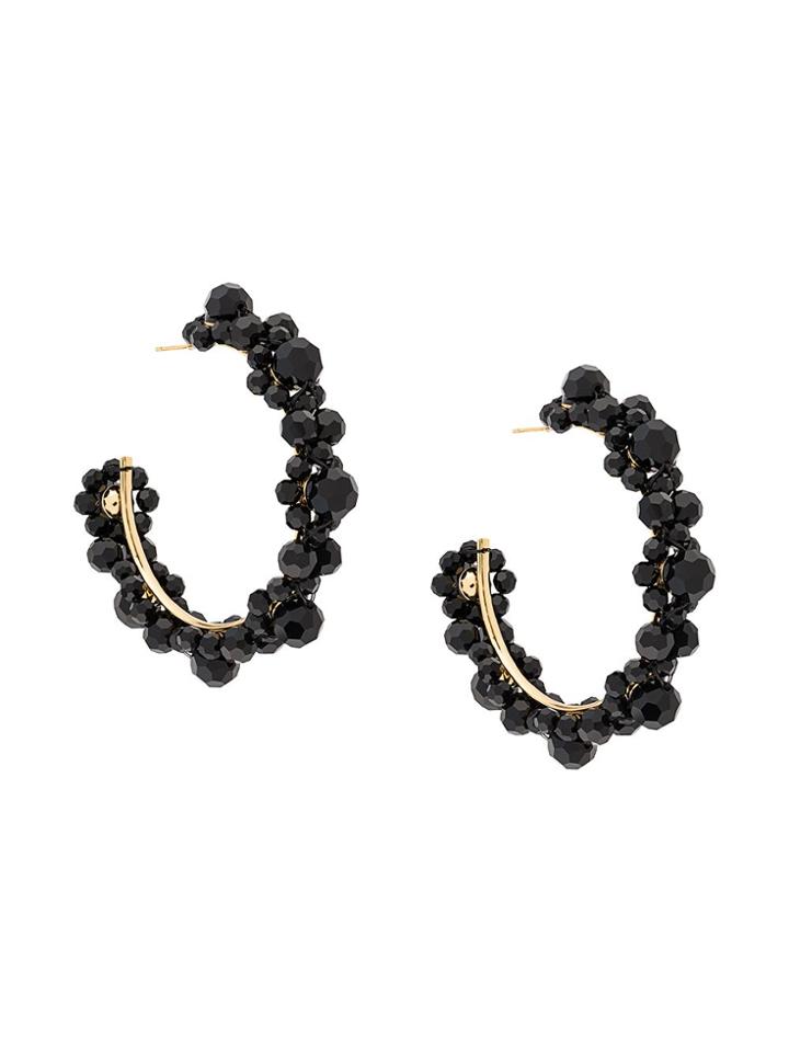 Simone Rocha Large Daisy Crystal-embellished Hoop - Black