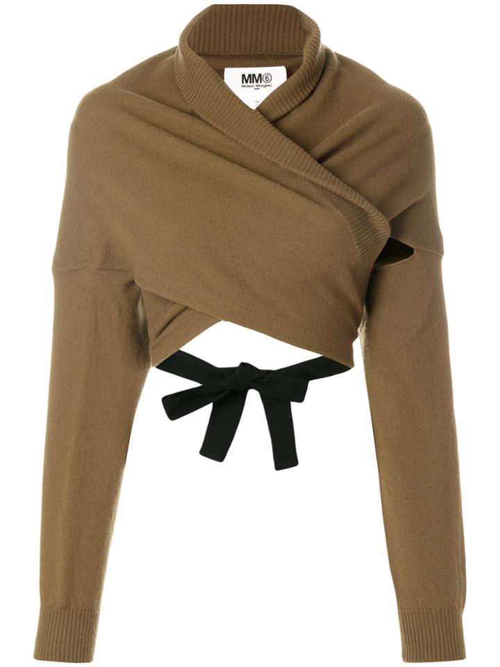 Mm6 Maison Margiela Wrap Around Cropped Cardigan - Green