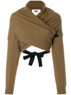 Mm6 Maison Margiela Wrap Around Cropped Cardigan - Green