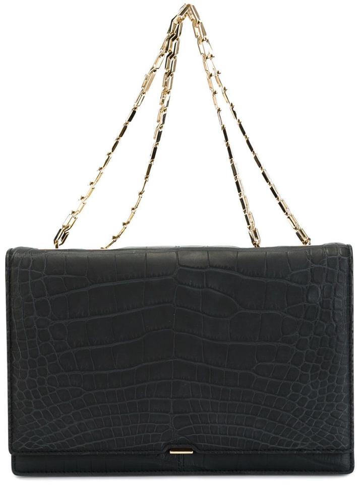 Victoria Beckham Crocodile Effect Shoulder Bag - Black