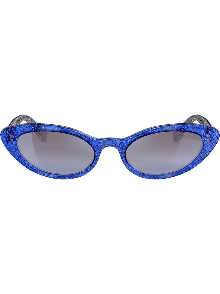 Miu Miu Eyewear Glitter Cat Eye Sunglasses - Blue