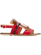 Rupert Sanderson Embellished Gold-tone Buckled Sandals