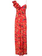 Amur Asymmetric Printed Jumpsuit - Red