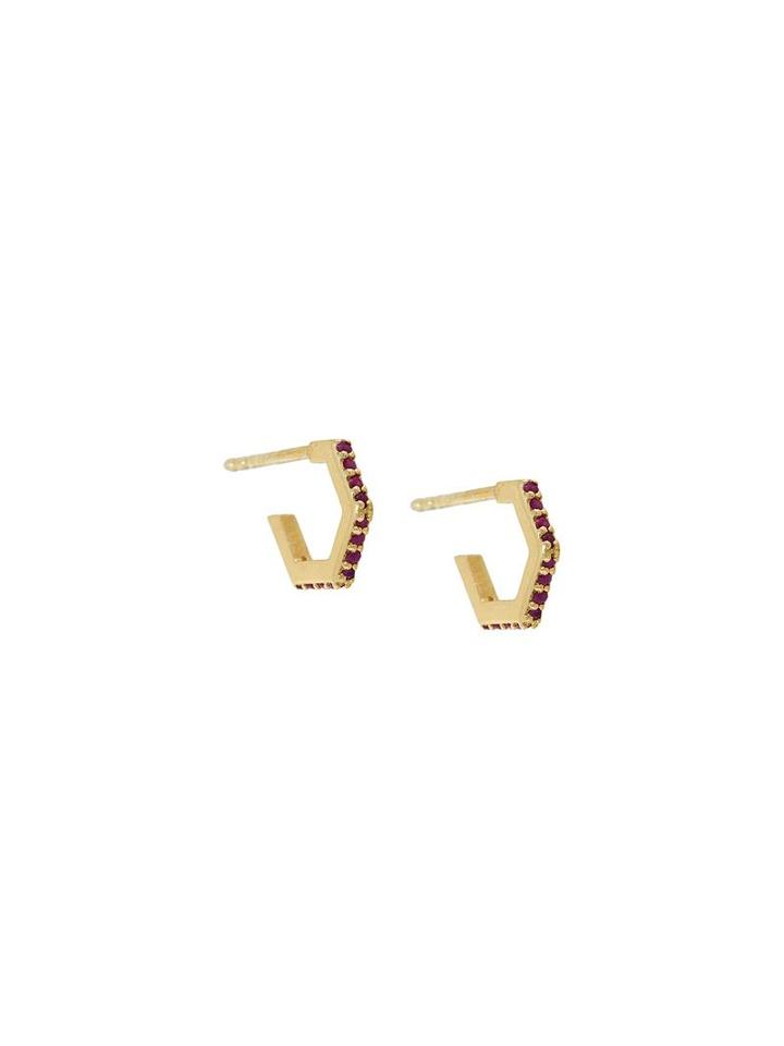 'ruby Hexagon' Earrings, Women's, Metallic, Rachel Jackson