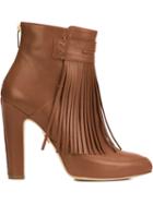 Maiyet Blake Fringe Heeled Booties, Women's, Size: 37, Brown, Calf Leather/leather