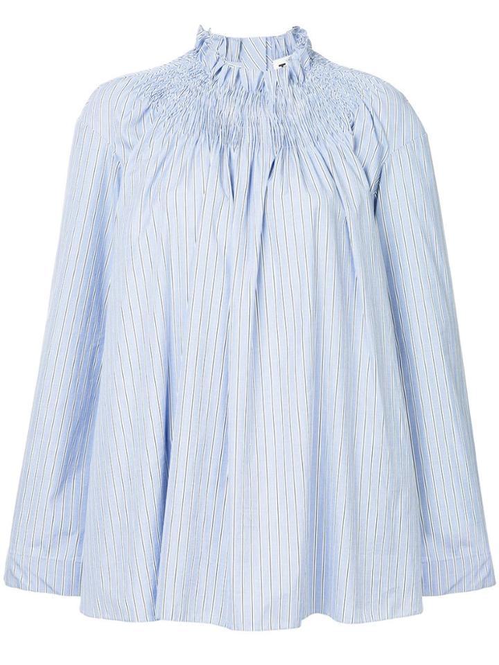 Teija Wide Sleeve Striped Blouse - Blue