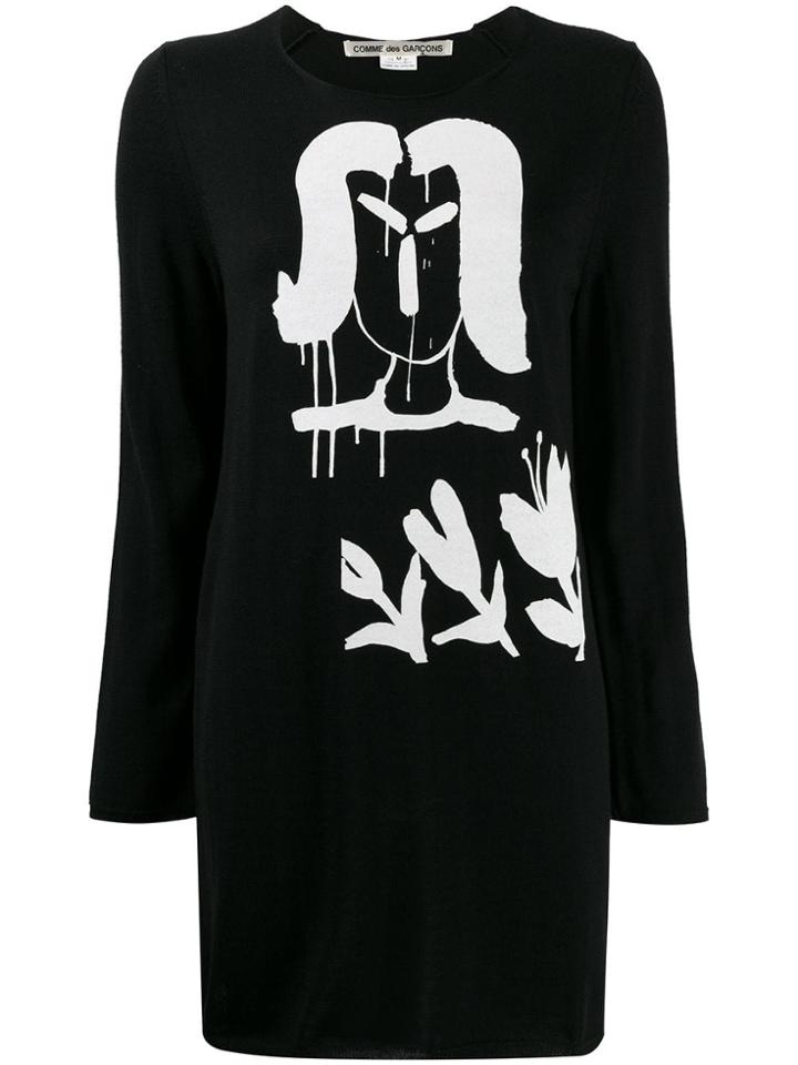Comme Des Garçons Long Printed Jumper - Black