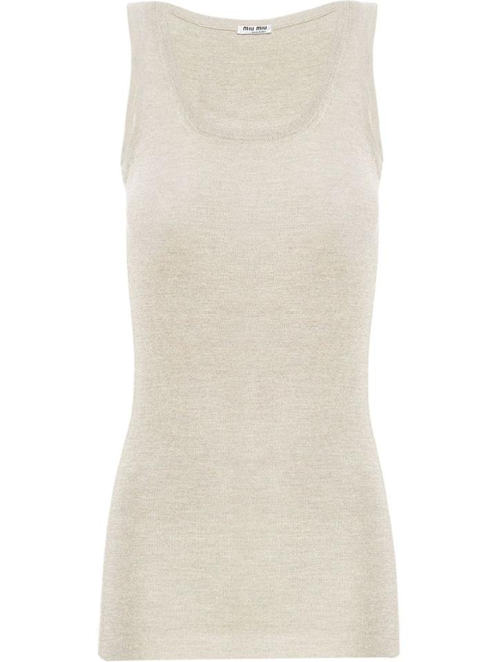 Miu Miu Ribbed Knit Tank Top - Grey