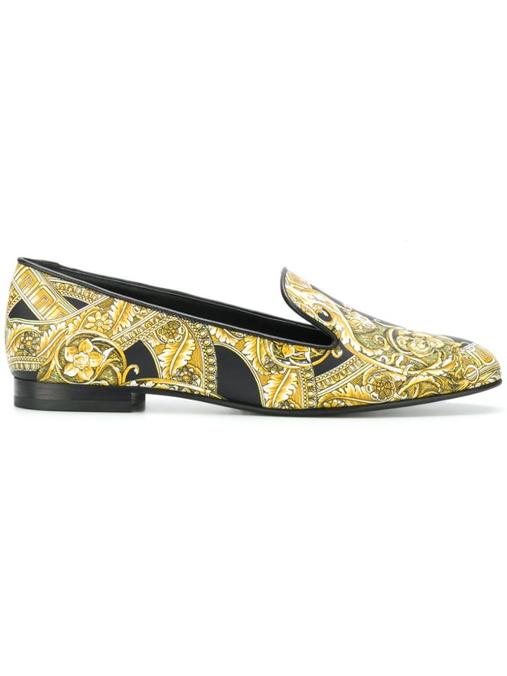 Versace Baroque Print Loafers - Yellow & Orange