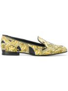Versace Baroque Print Loafers - Yellow & Orange
